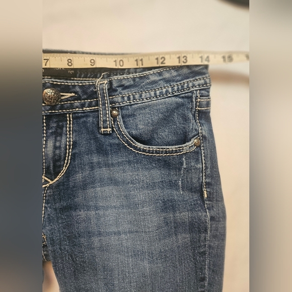 3R Rock For Express Womens Blue Lightly Distressed Skinny Denim Jeans Size 28 - Picture 7 of 12